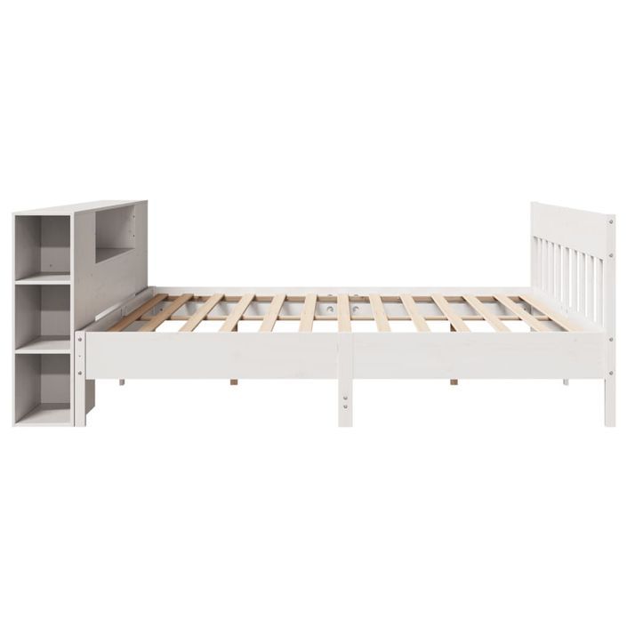 Lit bibliothèque sans matelas blanc 200x200 cm bois pin massif - Photo n°5