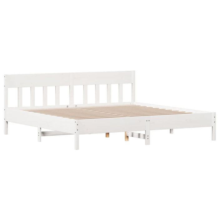 Lit bibliothèque sans matelas blanc 200x200 cm bois pin massif - Photo n°8