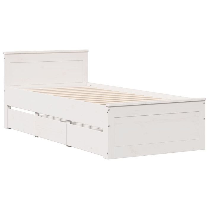 Lit bibliothèque sans matelas blanc 75x190cm bois de pin massif - Photo n°8