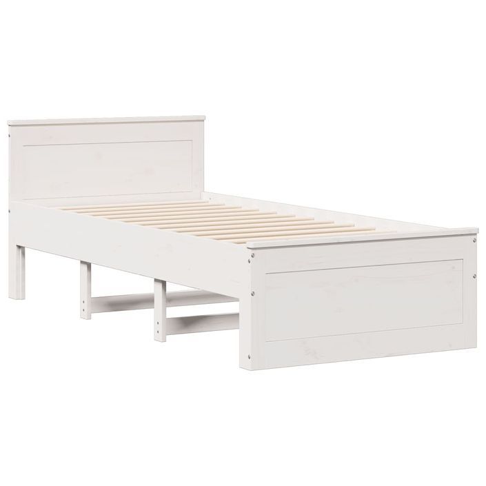 Lit bibliothèque sans matelas blanc 75x190cm bois de pin massif - Photo n°9