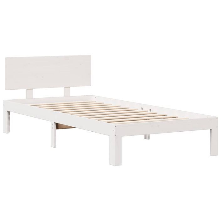 Lit bibliothèque sans matelas blanc 75x190cm bois de pin massif - Photo n°8