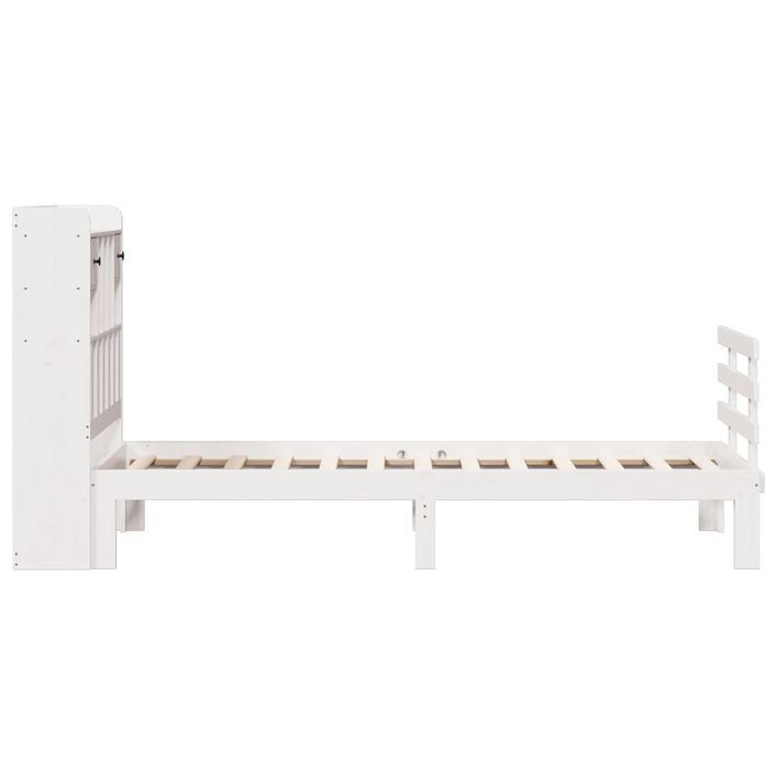 Lit bibliothèque sans matelas blanc 75x190cm bois de pin massif - Photo n°5