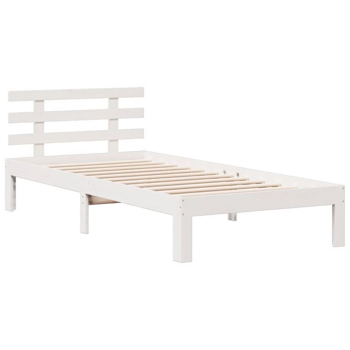 Lit bibliothèque sans matelas blanc 75x190cm bois de pin massif - Photo n°8