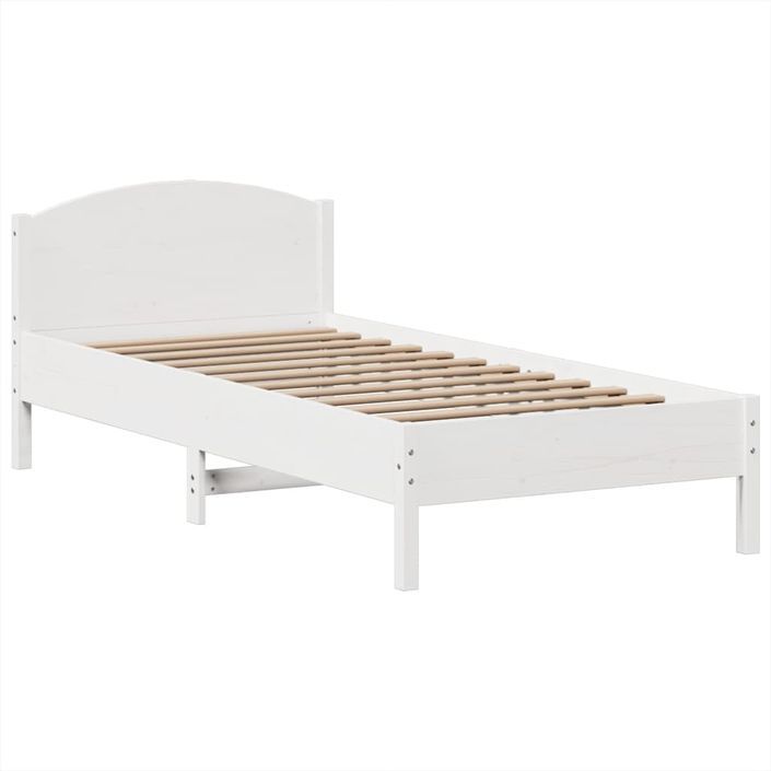 Lit bibliothèque sans matelas blanc 75x190cm bois de pin massif - Photo n°8