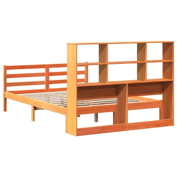 Lit bibliothèque sans matelas cire marron 120x190cm bois massif - Photo n°6