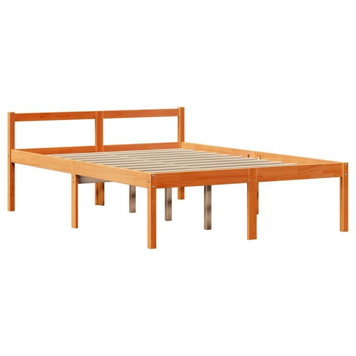 Lit bibliothèque sans matelas cire marron 120x190cm bois massif - Photo n°8