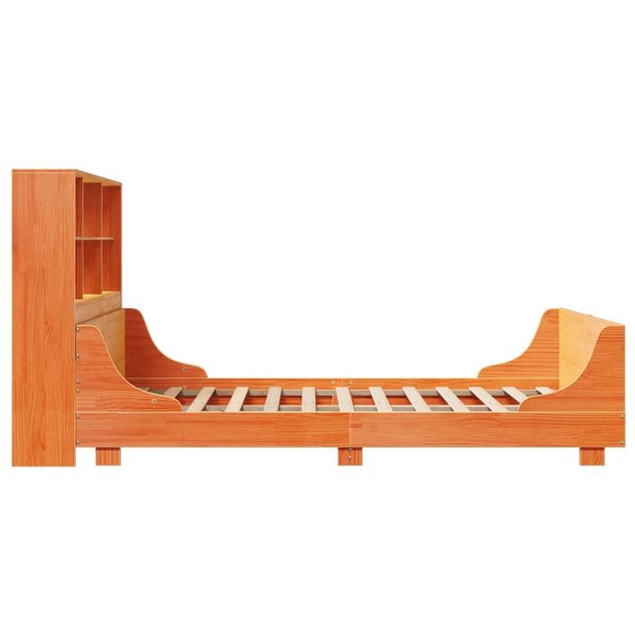 Lit bibliothèque sans matelas cire marron 120x190cm bois massif - Photo n°7