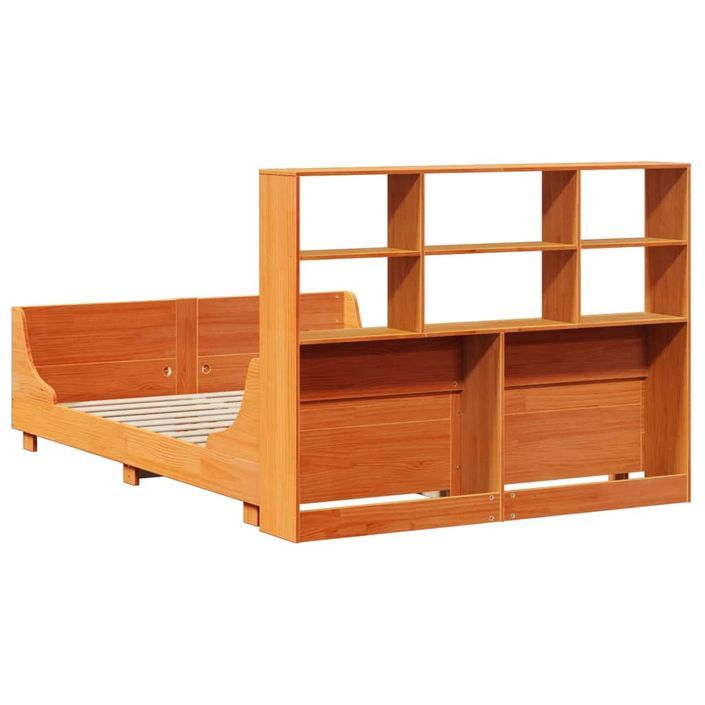 Lit bibliothèque sans matelas cire marron 120x190cm bois massif - Photo n°8