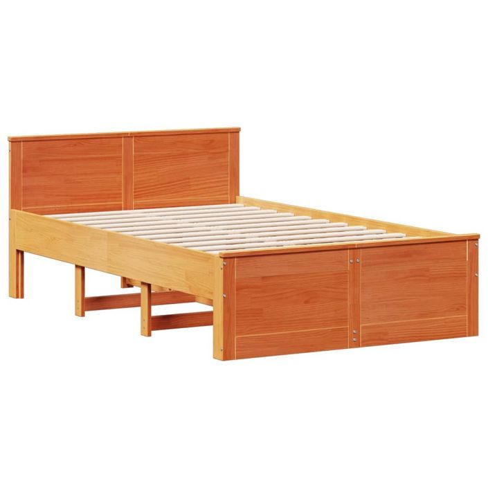 Lit bibliothèque sans matelas cire marron 120x190cm pin massif - Photo n°9