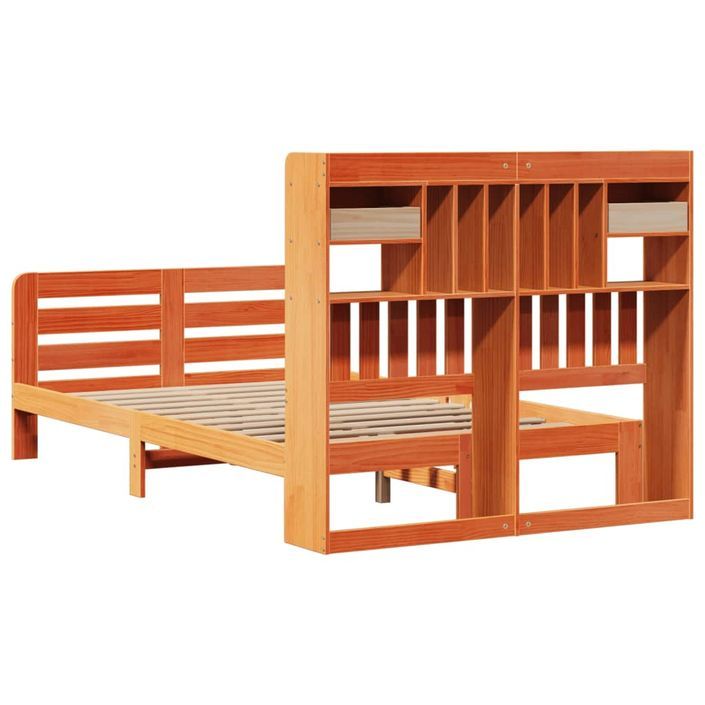 Lit bibliothèque sans matelas cire marron 120x190cm pin massif - Photo n°8