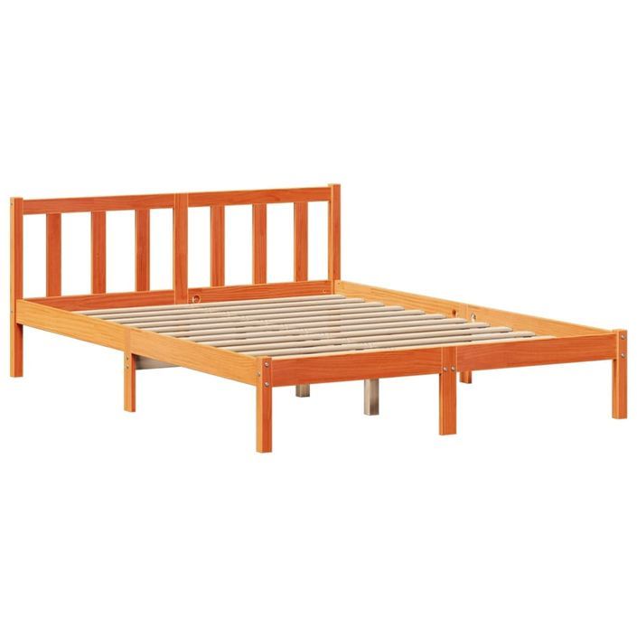 Lit bibliothèque sans matelas cire marron 120x190cm pin massif - Photo n°5