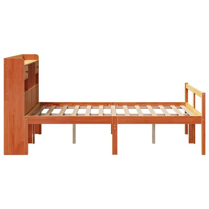 Lit bibliothèque sans matelas cire marron 120x190cm pin massif - Photo n°5