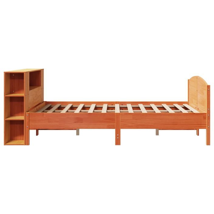 Lit bibliothèque sans matelas cire marron 120x190cm pin massif - Photo n°5