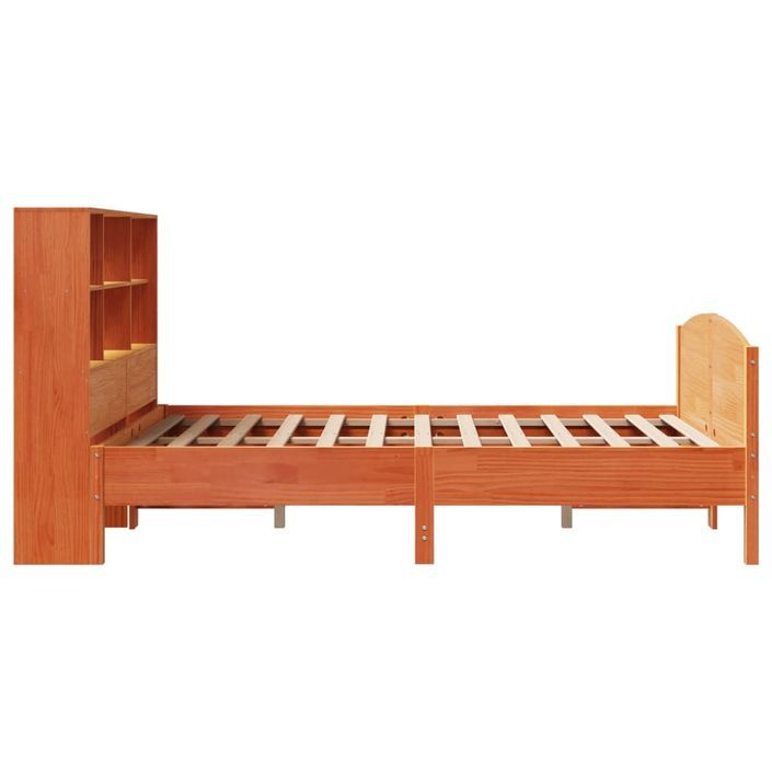 Lit bibliothèque sans matelas cire marron 120x190cm pin massif - Photo n°5