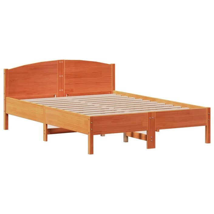 Lit bibliothèque sans matelas cire marron 120x190cm pin massif - Photo n°8