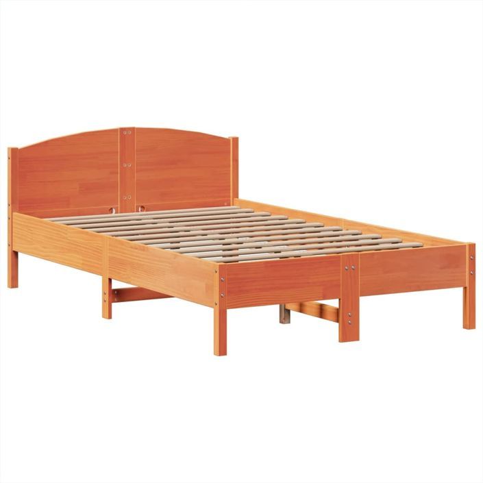 Lit bibliothèque sans matelas cire marron 120x190cm pin massif - Photo n°8