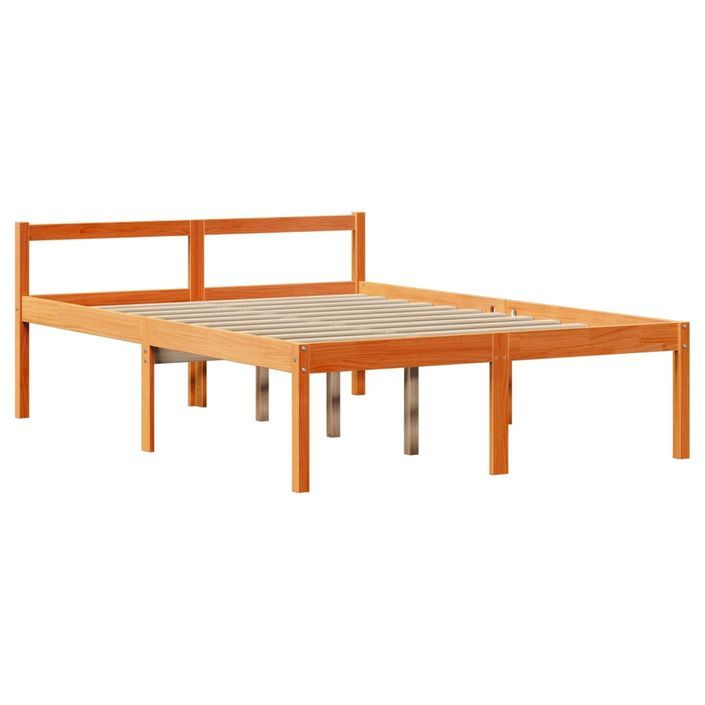 Lit bibliothèque sans matelas cire marron 120x200cm bois massif - Photo n°8