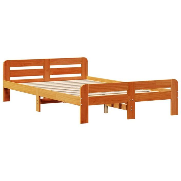 Lit bibliothèque sans matelas cire marron 135x190 cm pin massif - Photo n°8