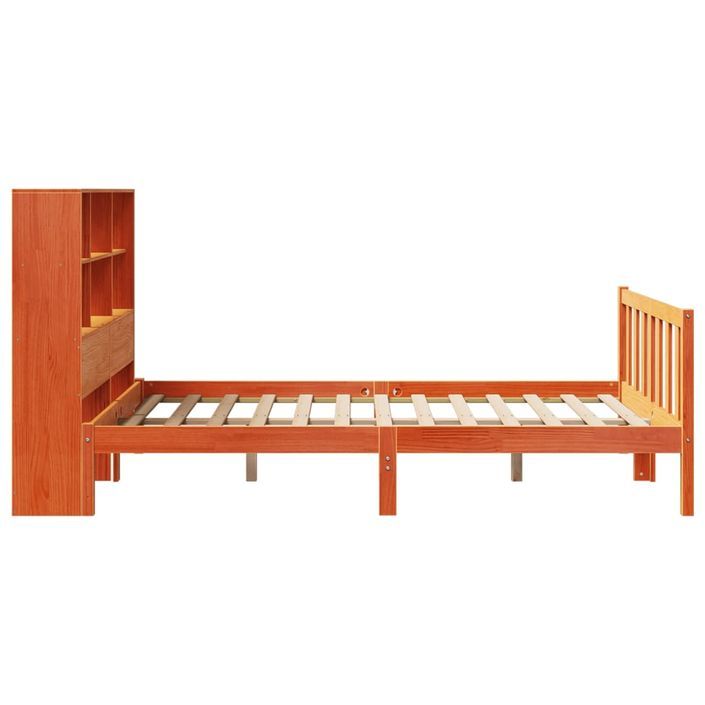 Lit bibliothèque sans matelas cire marron 135x190 cm pin massif - Photo n°7