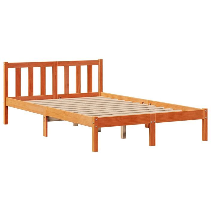 Lit bibliothèque sans matelas cire marron 135x190 cm pin massif - Photo n°5