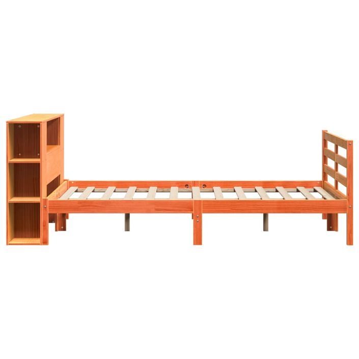 Lit bibliothèque sans matelas cire marron 135x190 cm pin massif - Photo n°7