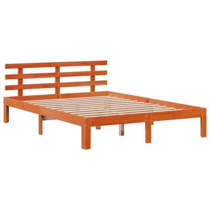 Lit bibliothèque sans matelas cire marron 135x190 cm pin massif - Photo n°8