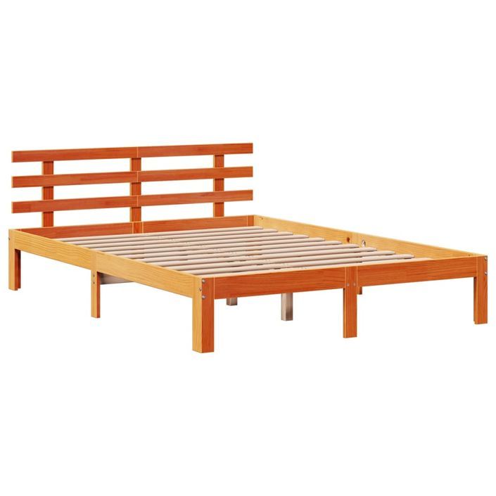 Lit bibliothèque sans matelas cire marron 135x190 cm pin massif - Photo n°8