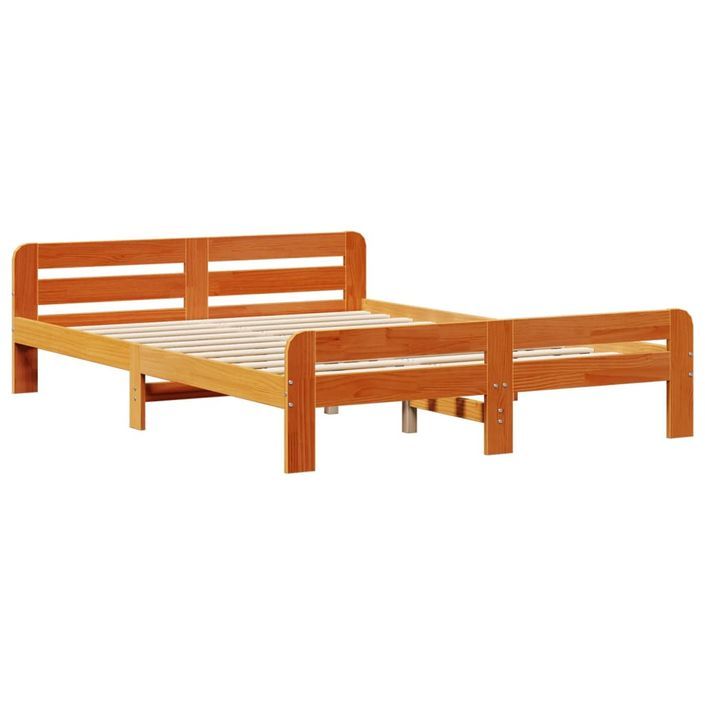 Lit bibliothèque sans matelas cire marron 140x190 cm pin massif - Photo n°8