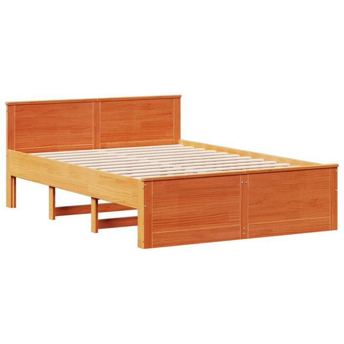 Lit bibliothèque sans matelas cire marron 140x190 cm pin massif - Photo n°9