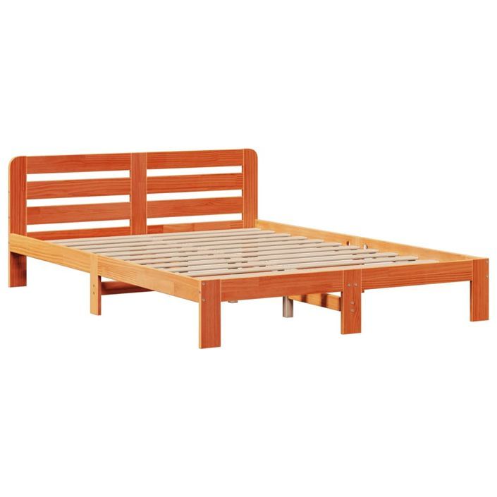 Lit bibliothèque sans matelas cire marron 140x190 cm pin massif - Photo n°5