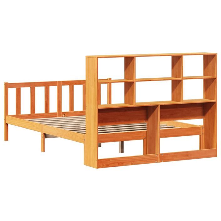 Lit bibliothèque sans matelas cire marron 140x190 cm pin massif - Photo n°8