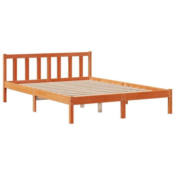 Lit bibliothèque sans matelas cire marron 140x190 cm pin massif - Photo n°5