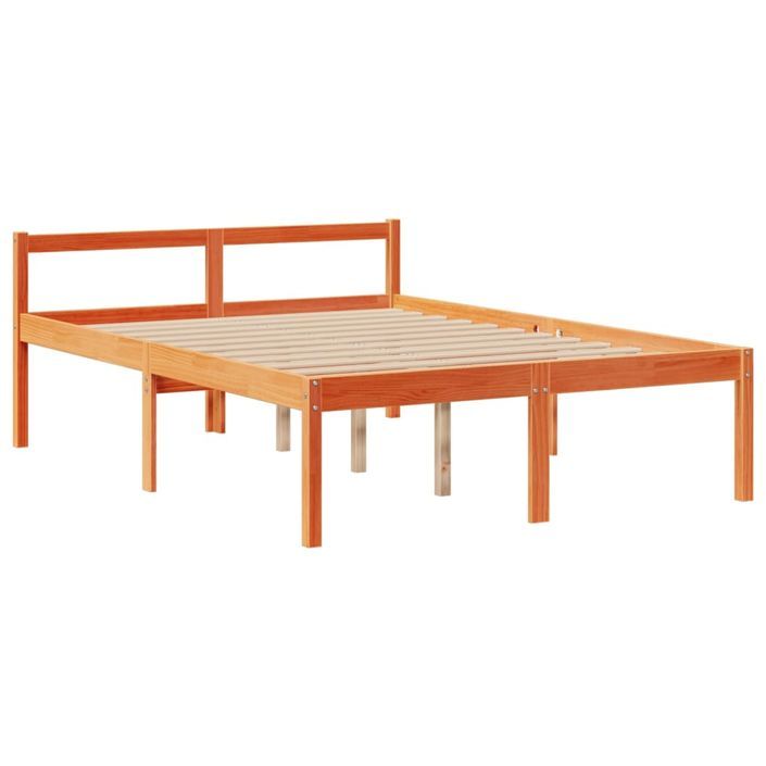 Lit bibliothèque sans matelas cire marron 140x190 cm pin massif - Photo n°8