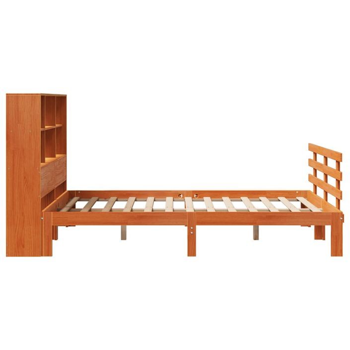 Lit bibliothèque sans matelas cire marron 140x190 cm pin massif - Photo n°5