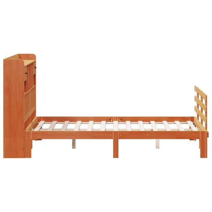 Lit bibliothèque sans matelas cire marron 140x190 cm pin massif - Photo n°5