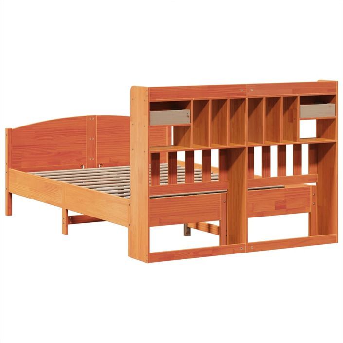 Lit bibliothèque sans matelas cire marron 140x190 cm pin massif - Photo n°6