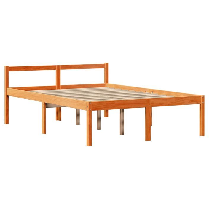 Lit bibliothèque sans matelas cire marron 140x190cm bois massif - Photo n°8