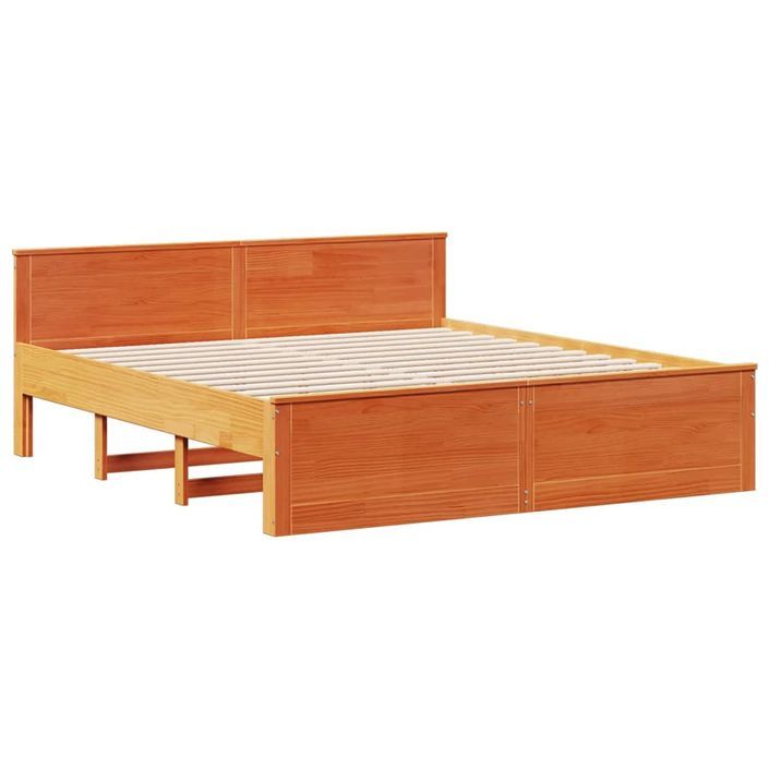 Lit bibliothèque sans matelas cire marron 180x200 cm pin massif - Photo n°9