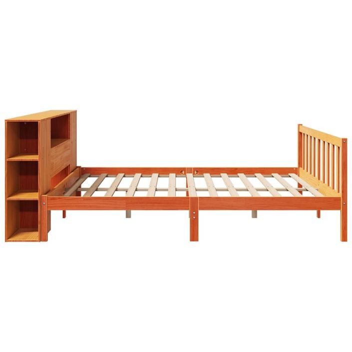 Lit bibliothèque sans matelas cire marron 180x200 cm pin massif - Photo n°7