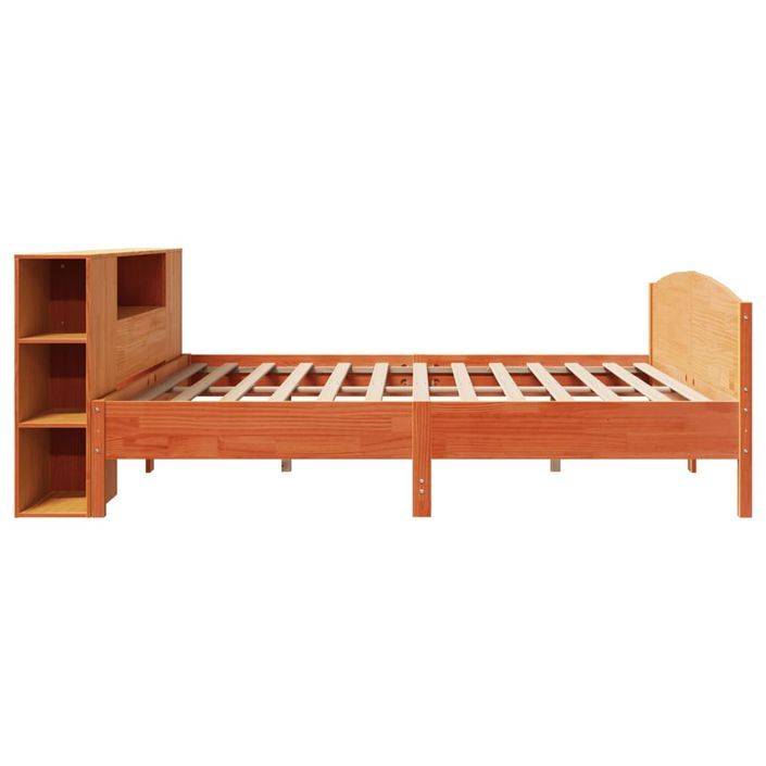 Lit bibliothèque sans matelas cire marron 180x200 cm pin massif - Photo n°5