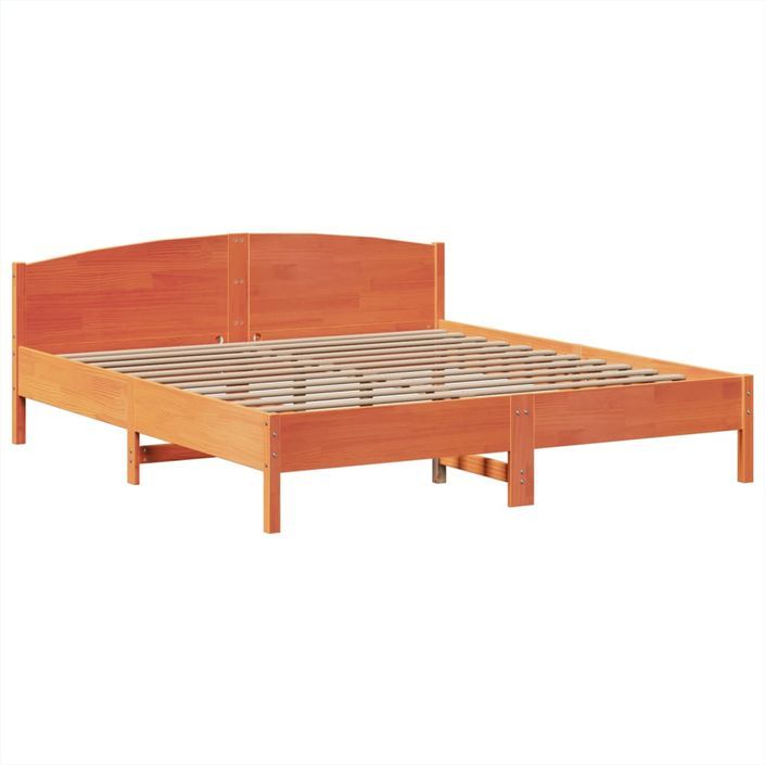 Lit bibliothèque sans matelas cire marron 180x200 cm pin massif - Photo n°8