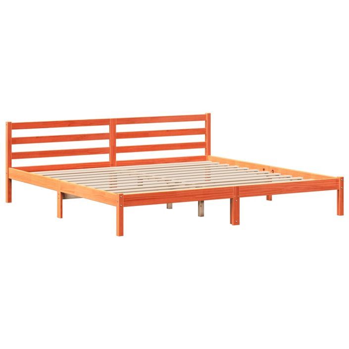 Lit bibliothèque sans matelas cire marron 180x200cm bois massif - Photo n°8