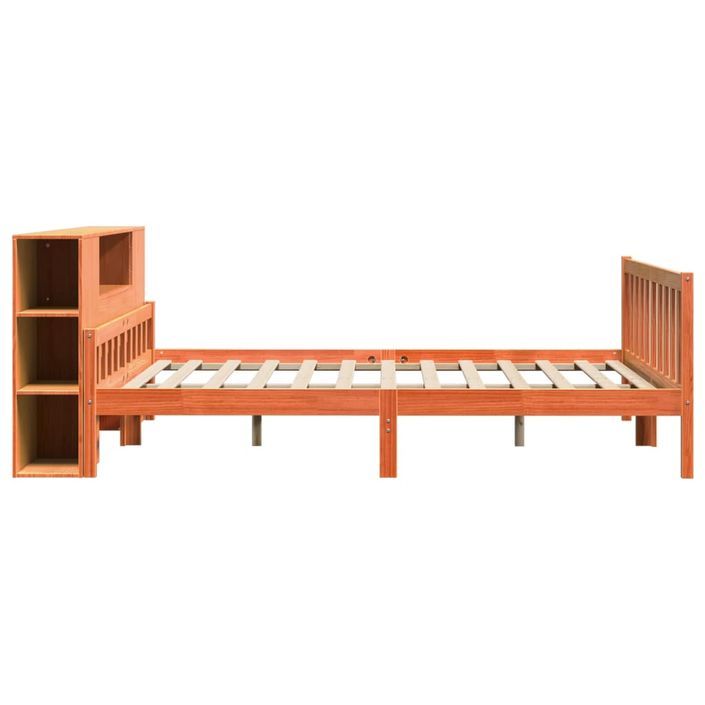 Lit bibliothèque sans matelas cire marron 180x200cm bois massif - Photo n°5