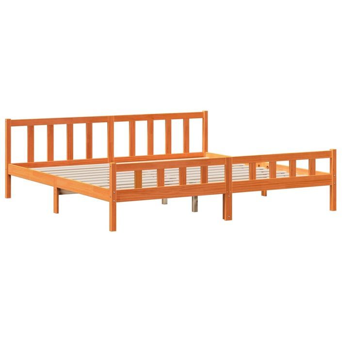 Lit bibliothèque sans matelas cire marron 180x200cm bois massif - Photo n°8