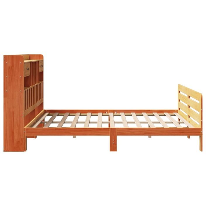 Lit bibliothèque sans matelas cire marron 200x200 cm pin massif - Photo n°7