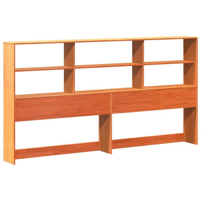 Lit bibliothèque sans matelas cire marron 200x200cm bois massif - Photo n°7