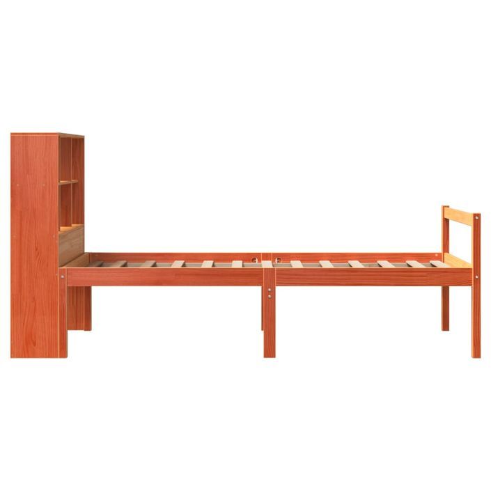 Lit bibliothèque sans matelas cire marron 75x190 cm bois massif - Photo n°5