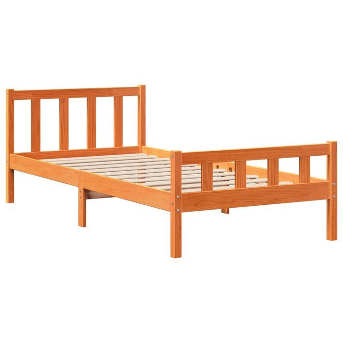 Lit bibliothèque sans matelas cire marron 75x190 cm bois massif - Photo n°8