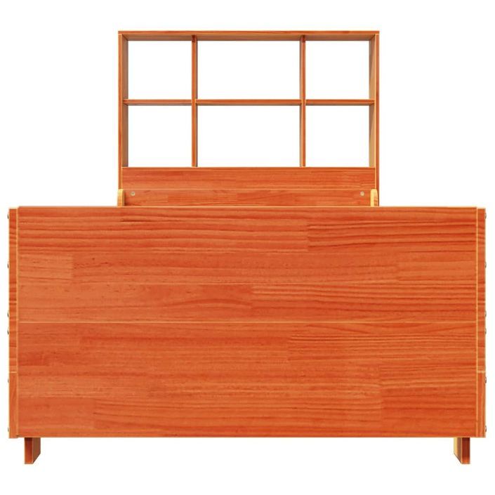 Lit bibliothèque sans matelas cire marron 75x190 cm bois massif - Photo n°4