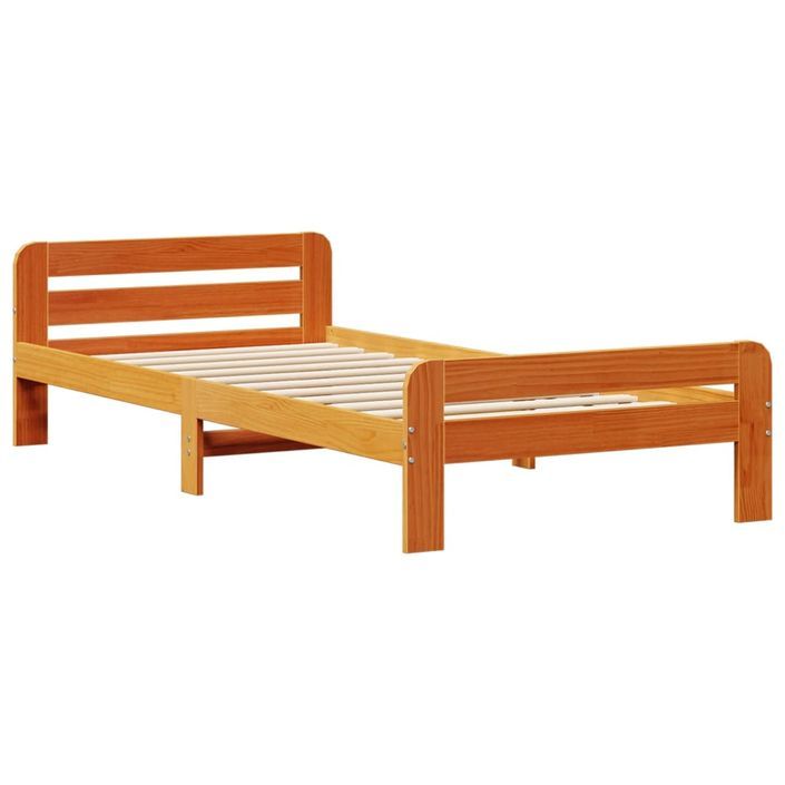 Lit bibliothèque sans matelas cire marron 75x190 cm pin massif - Photo n°8